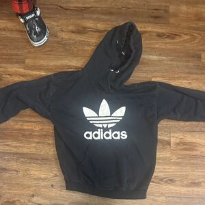 Adidas Black Hoodie with White Trefoil